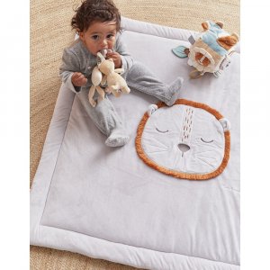 Tapis de jeu et de parc en veloudoux 100 x 100 cm babou gris clair Noukies