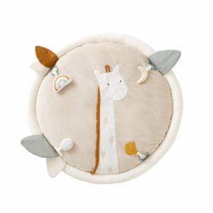 Tapis d'éveil girafe tiga en veloudoux beige Noukies