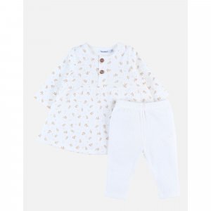 Robe legging fleurs blanc 18 mois Noukies