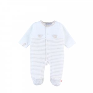 Pyjama velours rayé blanc/beige 12 mois Noukies