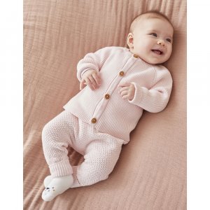 Gilet maille rose pâle 9 mois Noukies