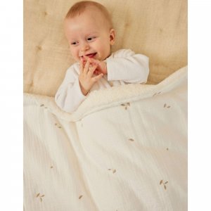 Couverture en tricot 75x100cm blanc Noukies