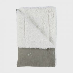 Couverture en tricot 75x100cm kaki Noukies