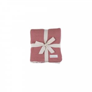 Couverture tricot bébé 75 x 100 rouge avec sherpa Noukies