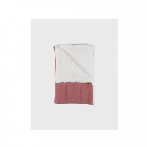 Couverture tricot bébé 75 x 100 rouge avec sherpa Noukies