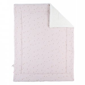 Couverture en mousseline et sherpa colombe du bonheur 75 x 100 cm bali, moka & snow Noukies