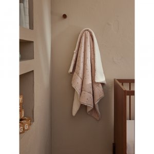 Couverture en mousseline et sherpa colombe du bonheur 75 x 100 cm bali, moka & snow Noukies