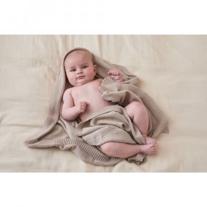 Couverture en tricot 75x100cm tender beige - mix and match Noukies