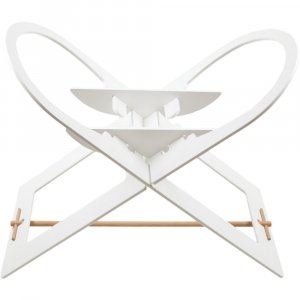 Support de couffin blanc avec barre de support en bois