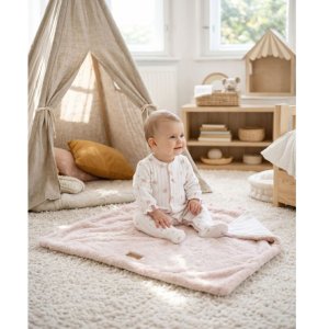 Couverture bébé 75 x 100 cm fausse fourrure rose Noukies