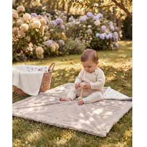 Couverture 100x140 cm en veloudoux plumes de lune Noukies