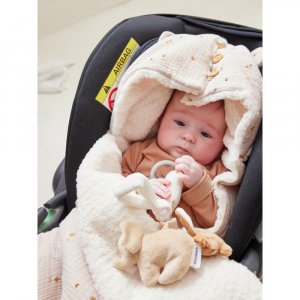 Nid d'ange mousseline de coton et sherpa bali, moka & snow Noukies