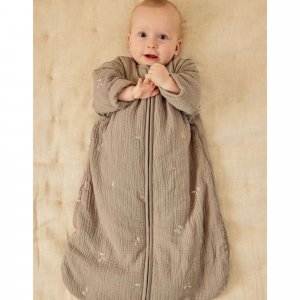 Gigoteuse 70cm jersey pointelle manches amovibles - brodée - kaki Noukies