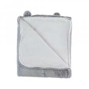 Couverture 75 x 100 cm gris clair fausse fourrure Noukies