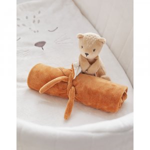 Couverture en veloudoux beige 50 x 50 cm Noukies