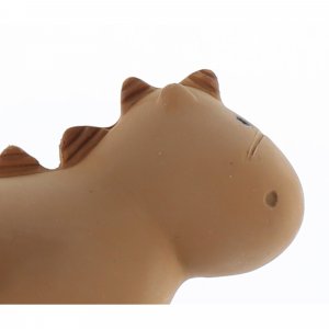 Hochet dinosaure ocre caoutchouc naturel Noukies