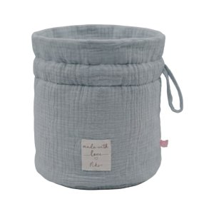 Panier de rangement nomade en coton bio bleu Noukies
