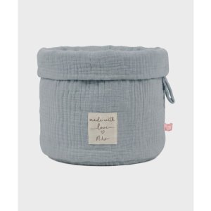 Panier de rangement nomade en coton bio bleu Noukies
