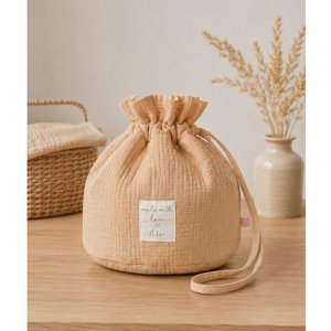 Panier de rangement nomade en coton bio sable Noukies