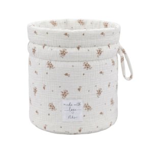 Panier de rangement nomade en coton bio fleurs d'antan Noukies