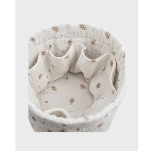 Panier de rangement nomade en coton bio fleurs d'antan Noukies