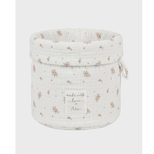 Panier de rangement nomade en coton bio fleurs d'antan Noukies