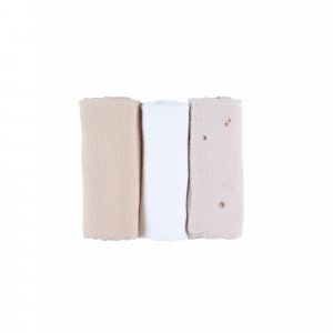 Lot de 3 langes 70x70cm en mousseline colombes du bonheur Noukies