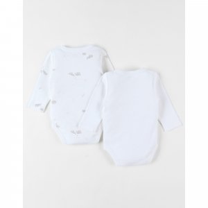 Lot de 2 bodies coton bio manches longues naissance - bali, moka & snow Noukies