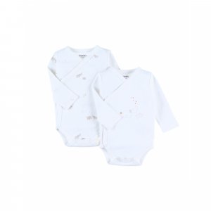Lot de 2 bodies coton bio manches longues 6 mois - bali, moka & snow Noukies