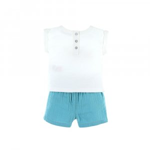 Ensemble t-shirt et short fleurs bio 6 mois Noukies