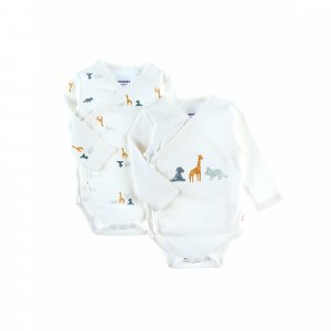 Lot de 2 bodies coton bio manches longues naissance - stegi tiga & ops Noukies