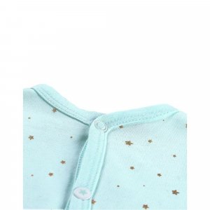 Combinaison étoiles en coton bio turquoise 6 mois Noukies