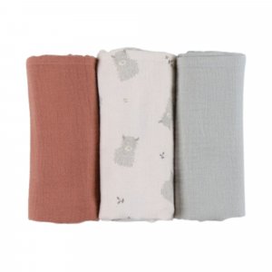Lot de 3 langes en mousseline 70x70cm fluffy, orso & lily Noukies