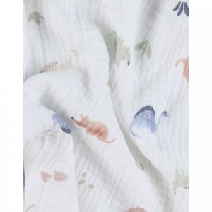 Lot de 3 langes 100x100cm, mousseline de coton bio - dino Noukies