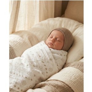 Lot de 2 langes 100 x 100 cm en mousseline de coton bio plumes de lune Noukies