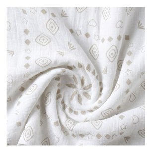 Lot de 2 langes 100 x 100 cm en mousseline de coton bio plumes de lune Noukies