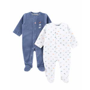 Lot de 2 pyjamas bébé en velours Noukies