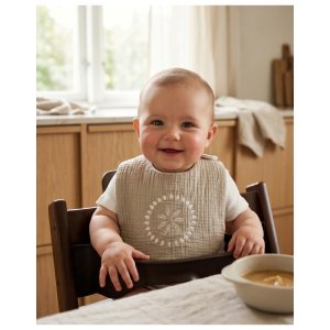 Lot de 3 bavoirs en coton bio - plumes de lune Noukies