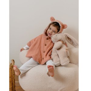 Poncho bébé en mousseline de coton bio rose Noukies