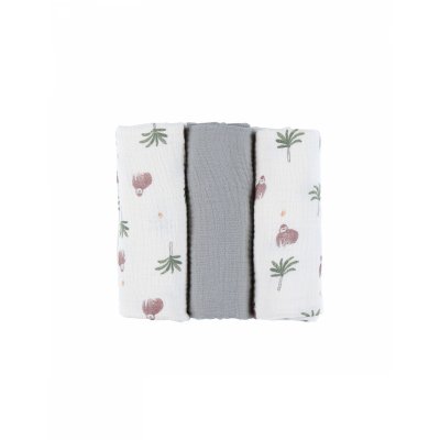 Lot de 3 langes en mousseline cute gorilla
