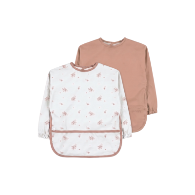 Lot de 2 bavoirs imperméables à manches et poche récupératrice fleurs d'antan