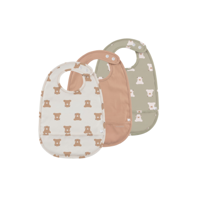 Lot de 3 bavoirs imperméables et poche récupératrice fluffy