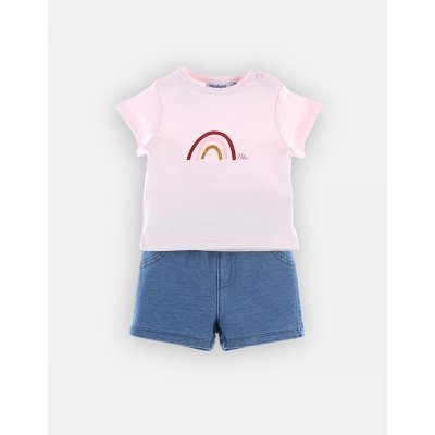 NOUKIES Ensemble short et tee-shirt rose - 1 mois