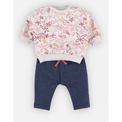 Ensemble sweat fleurs + joggging bleu 1 mois