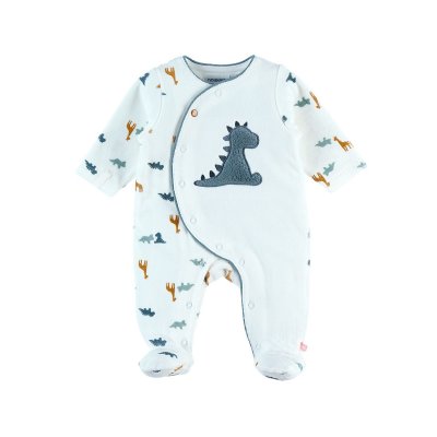 NOUKIES NOUKIES Pyjama bébé en velours dinosaure - 1 mois
