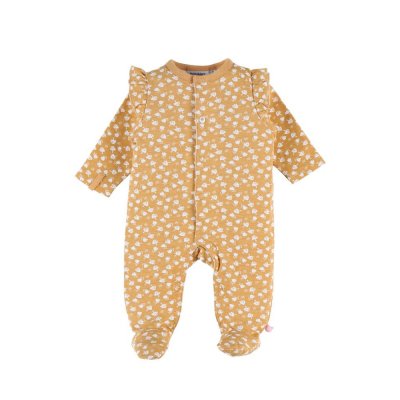NOUKIES Pyjama 1 pièce fleuri en jersey moutarde 9 mois