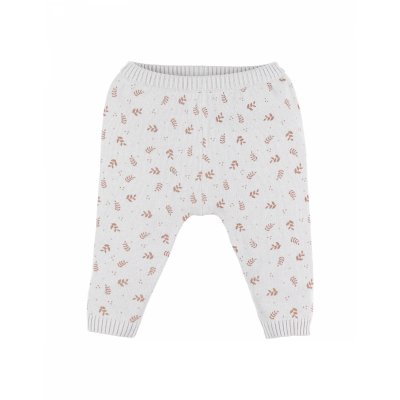 Legging maille beige fleurs 9 mois