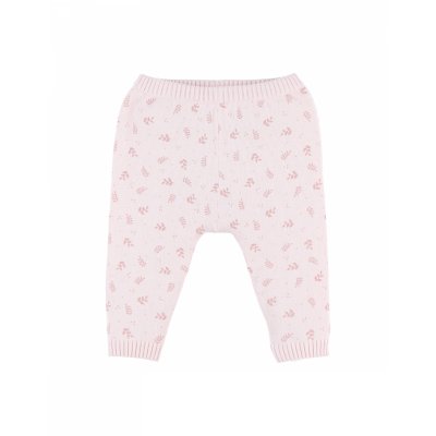 Legging maille rose fleurs 6 mois