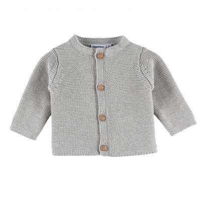 NOUKIES Gilet maille gris chiné 1 mois