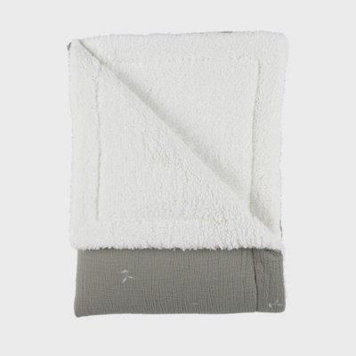 Couverture kendi 100x140 cm en veloudoux kaki